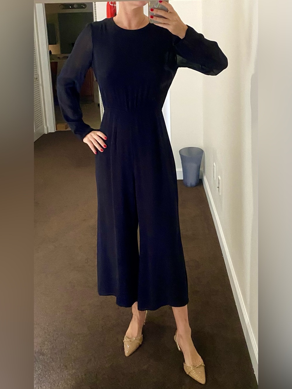 Reformation Black Long-Sleeve Jumpsuit